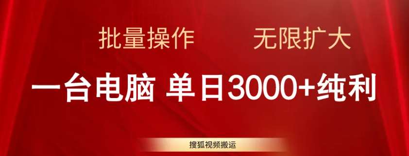 搜狐视频搬运项目拆解，新手也能尝试的新玩法！