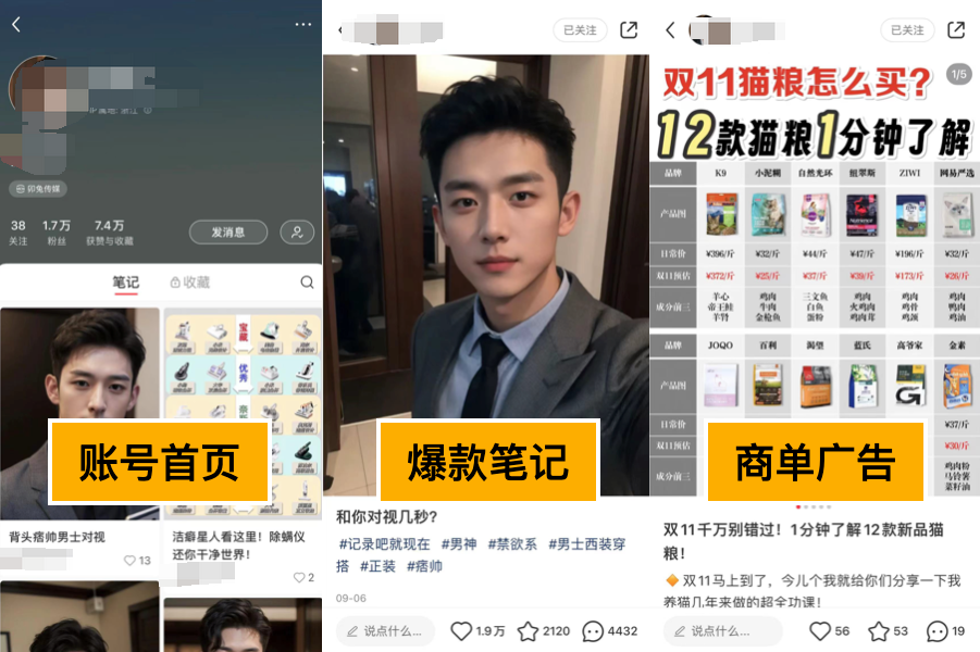 小红书“AI帅哥”玩法揭秘，万粉账号月入两三万！