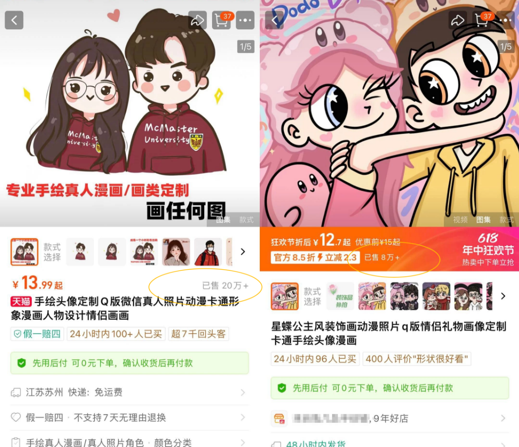 小红书热门虚拟服务项目：情侣照片手绘版，轻松变现！