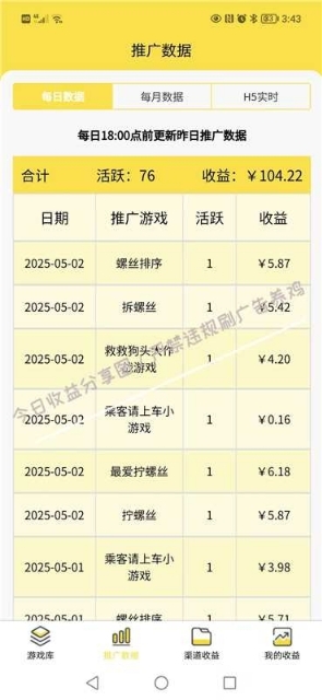 小游戏体验，看广告收益项目