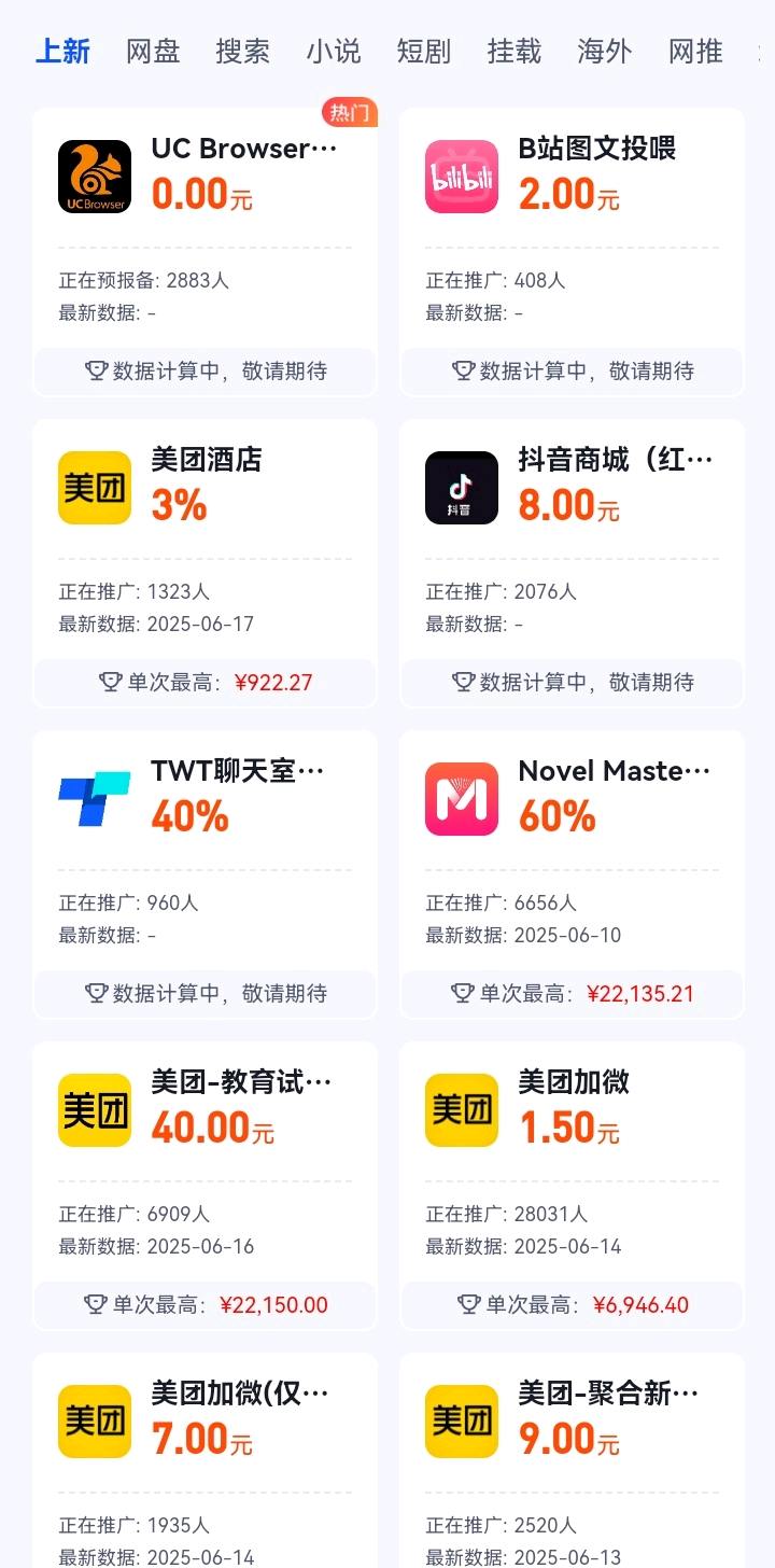 APP拉新项目，首码价格 ，佣金置顶 