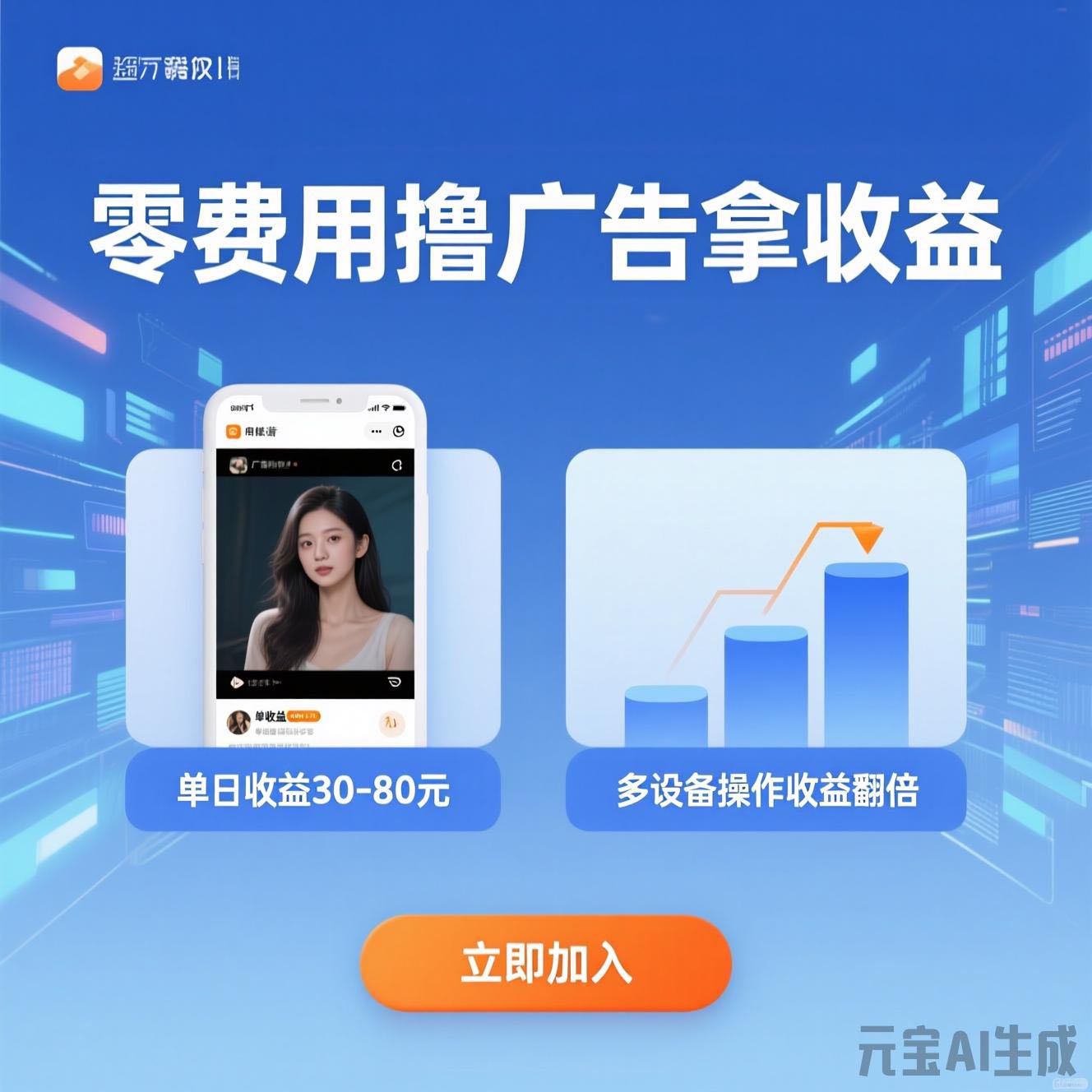 手机看广告赚钱，可多设备操作