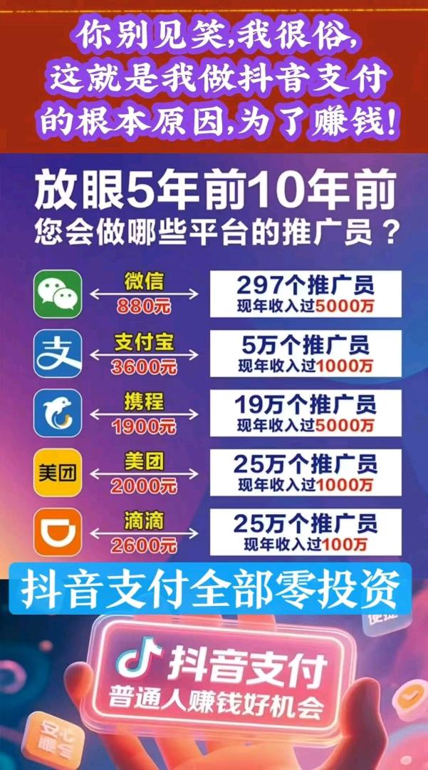 抖音支付聚合码推广，门槛低