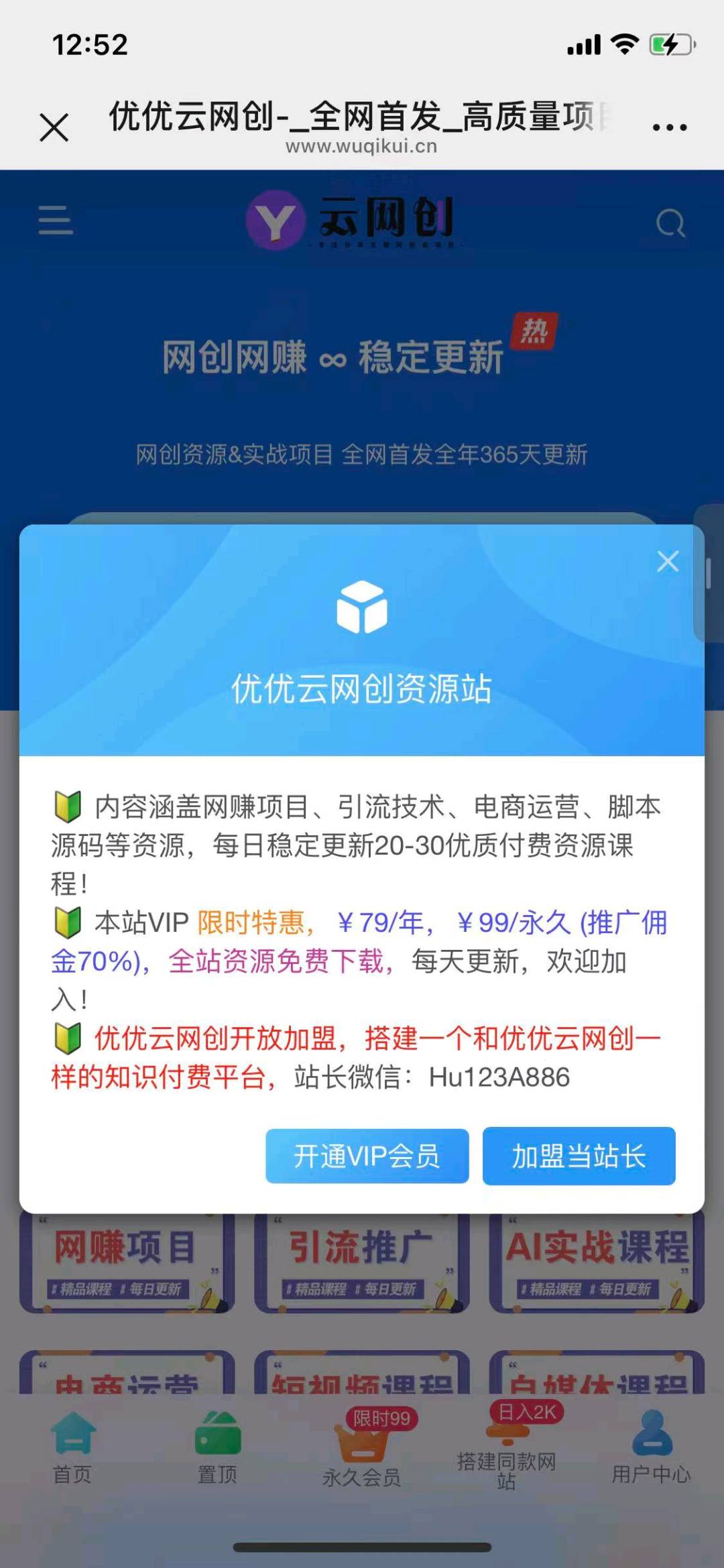 互联网项目整合网站招合伙人添加免费送2个实操项目
