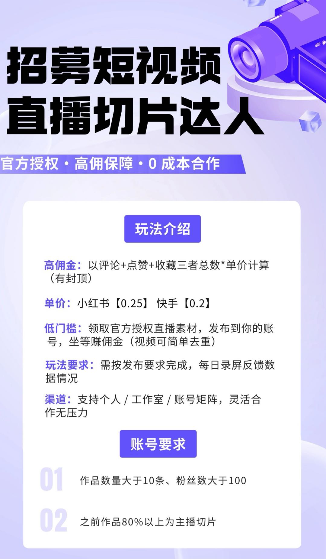 招直播切片用户（单条视频可破千）