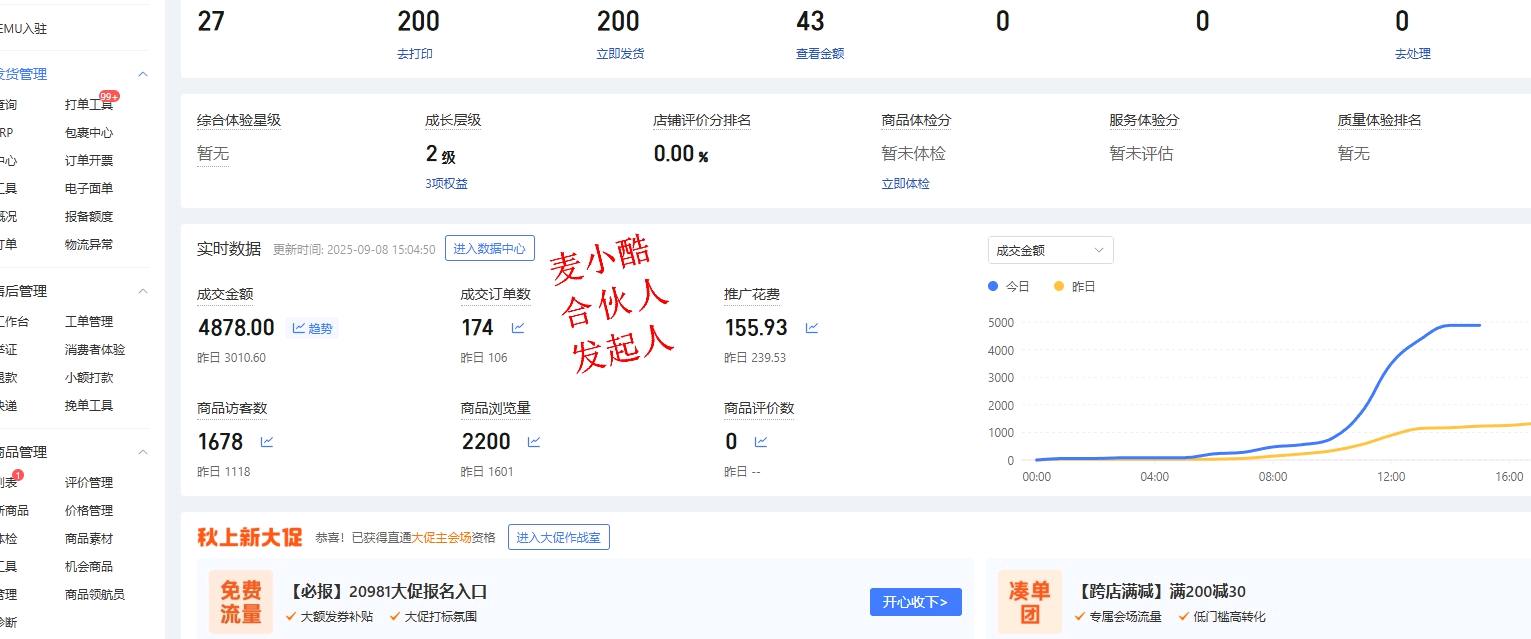 拼多多淘宝店铺运营，盈利提现分成，没资金不合作，店铺需要保证金和货款，正规平台店