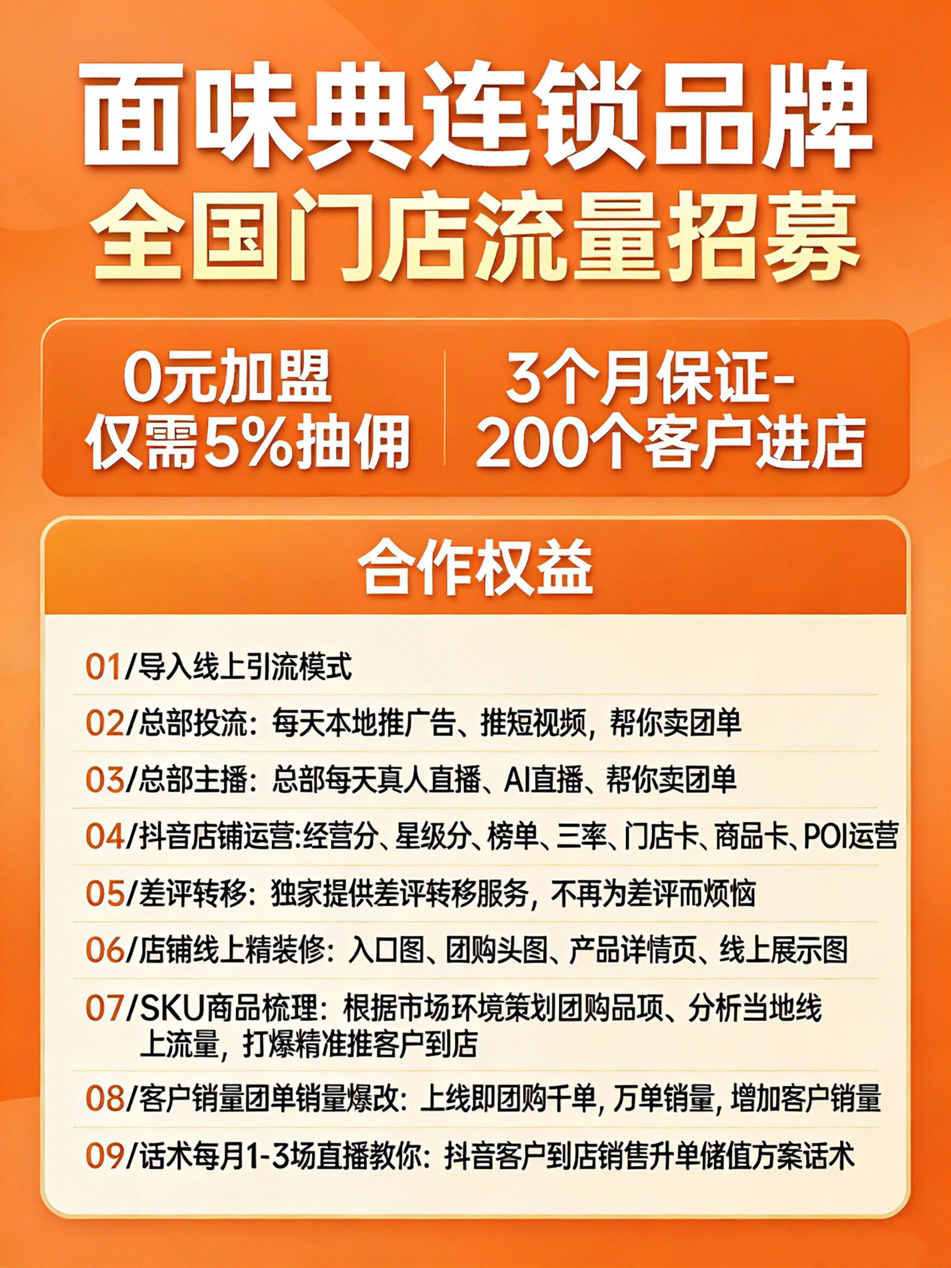 面馆米线抖音云连锁，180元/单，认领门店当日结算，外卖有流水分成