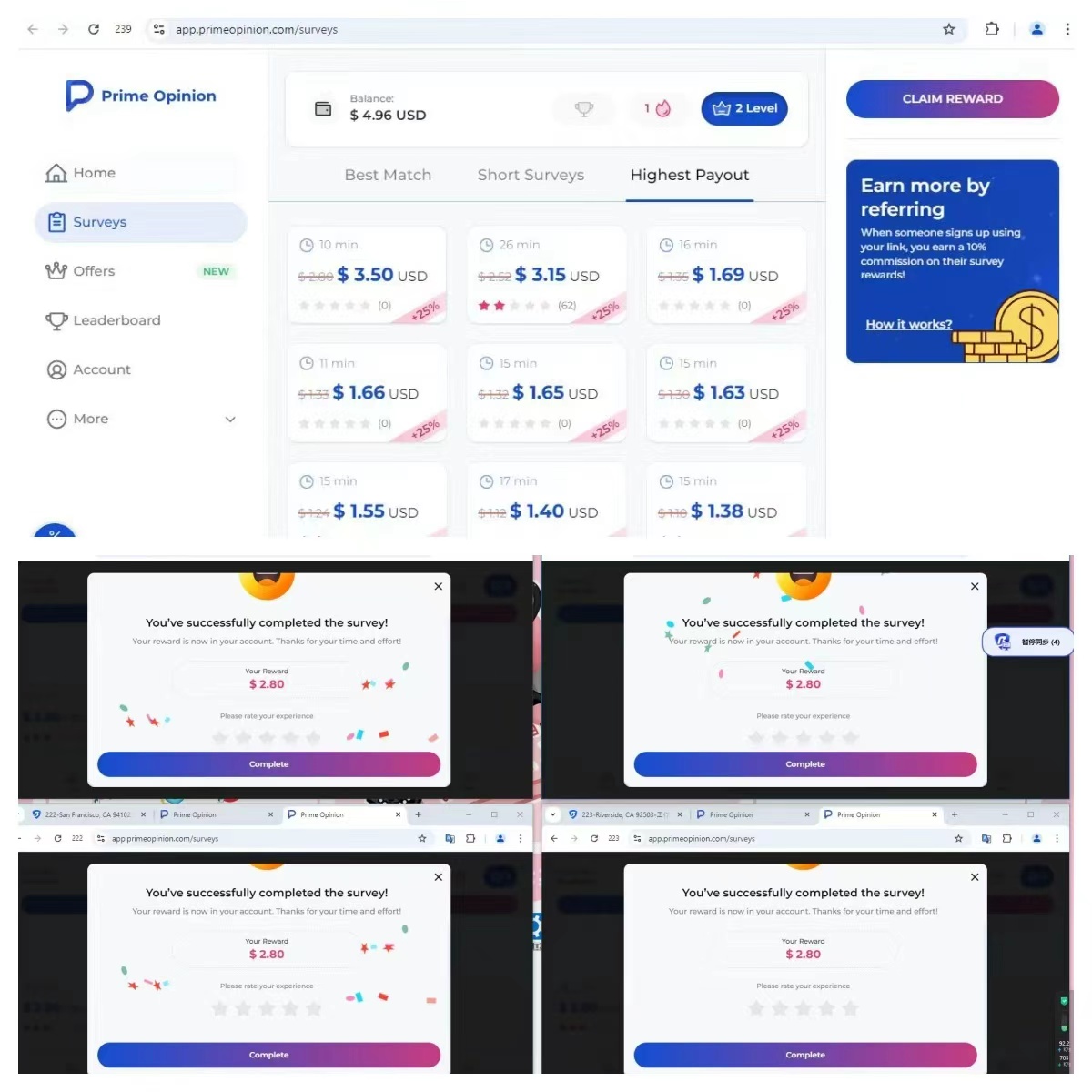 海外调查问卷丨微付费丨半自动答题小白当天拿结果丨需电脑操作