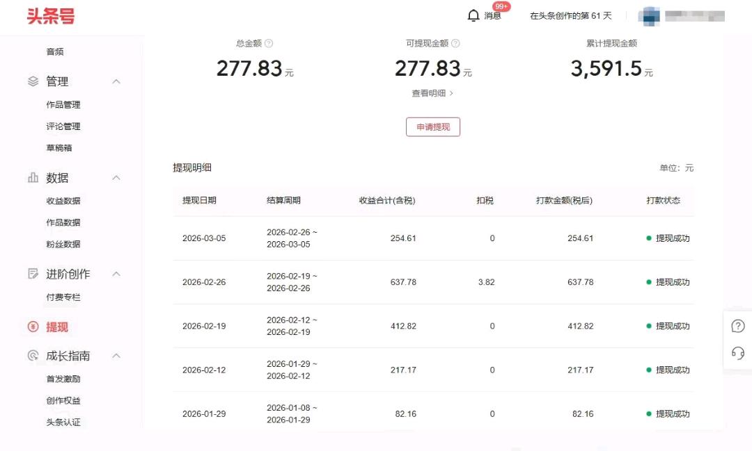 今日头条免费托管五五分成