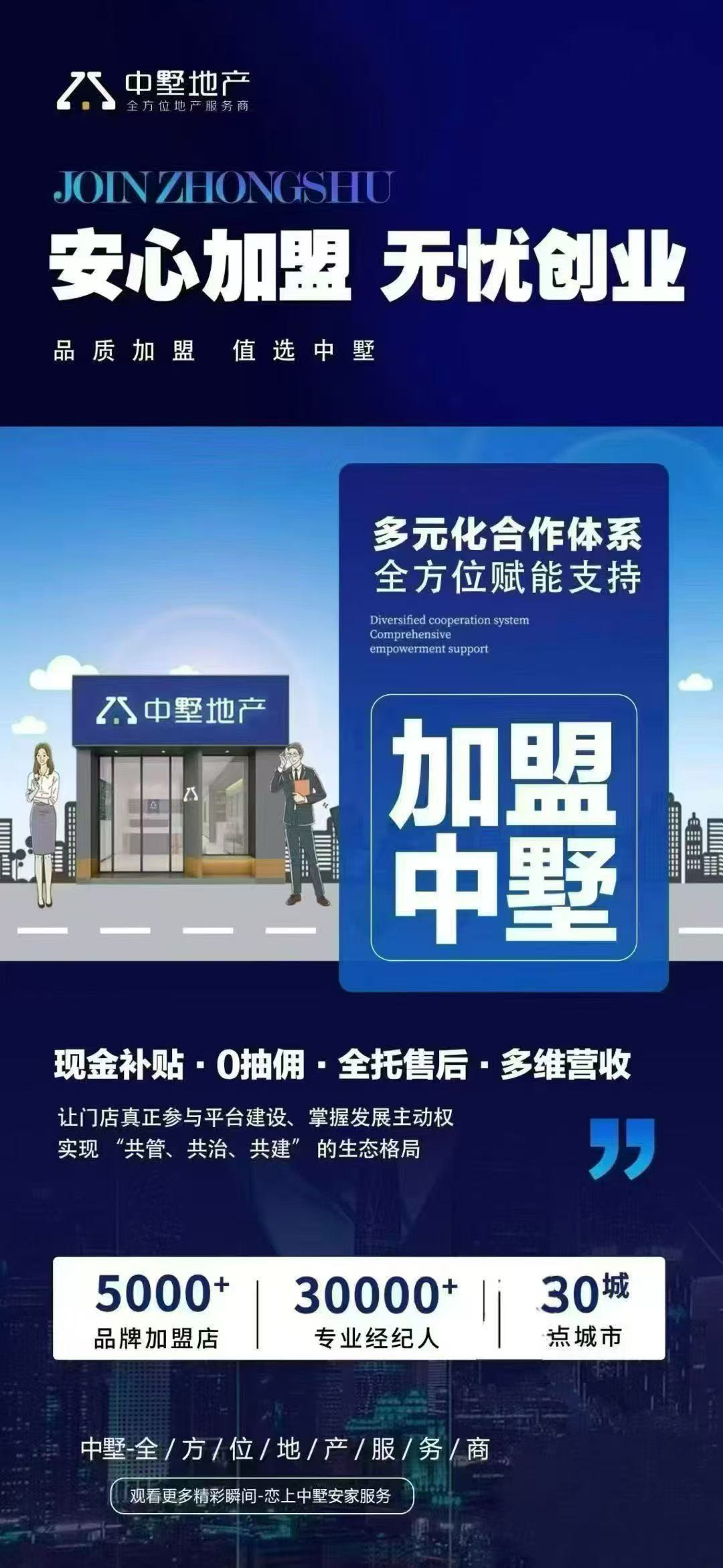 0元加盟中墅地产，区域门店合作，共享房产全产业链收益