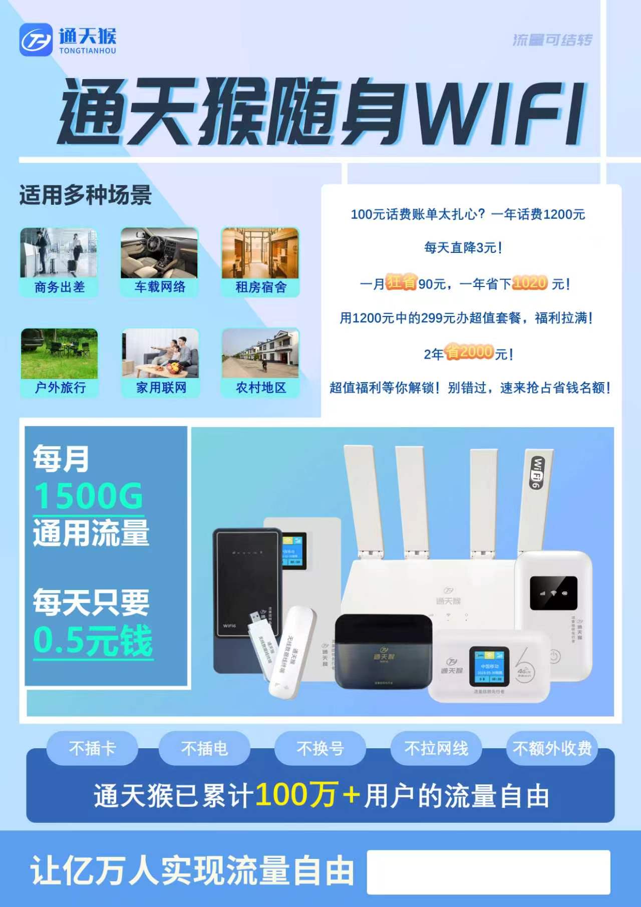 随身WiFi推广，单台利润100~400元，平台一件代发，年套餐设备免费送