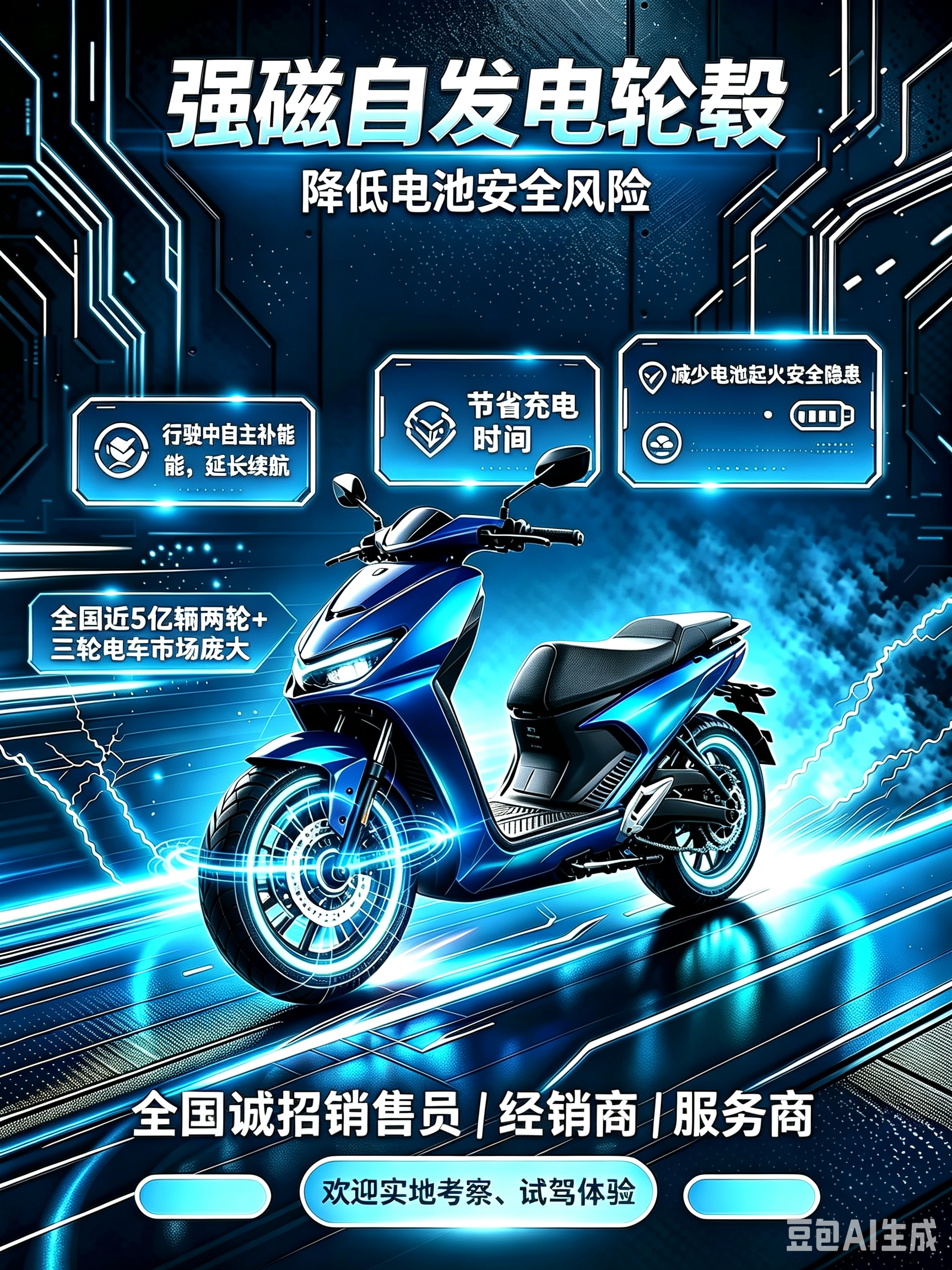 自发电轮毂，不用充电，无需电池，持久续航，诚招经销商合伙人代理