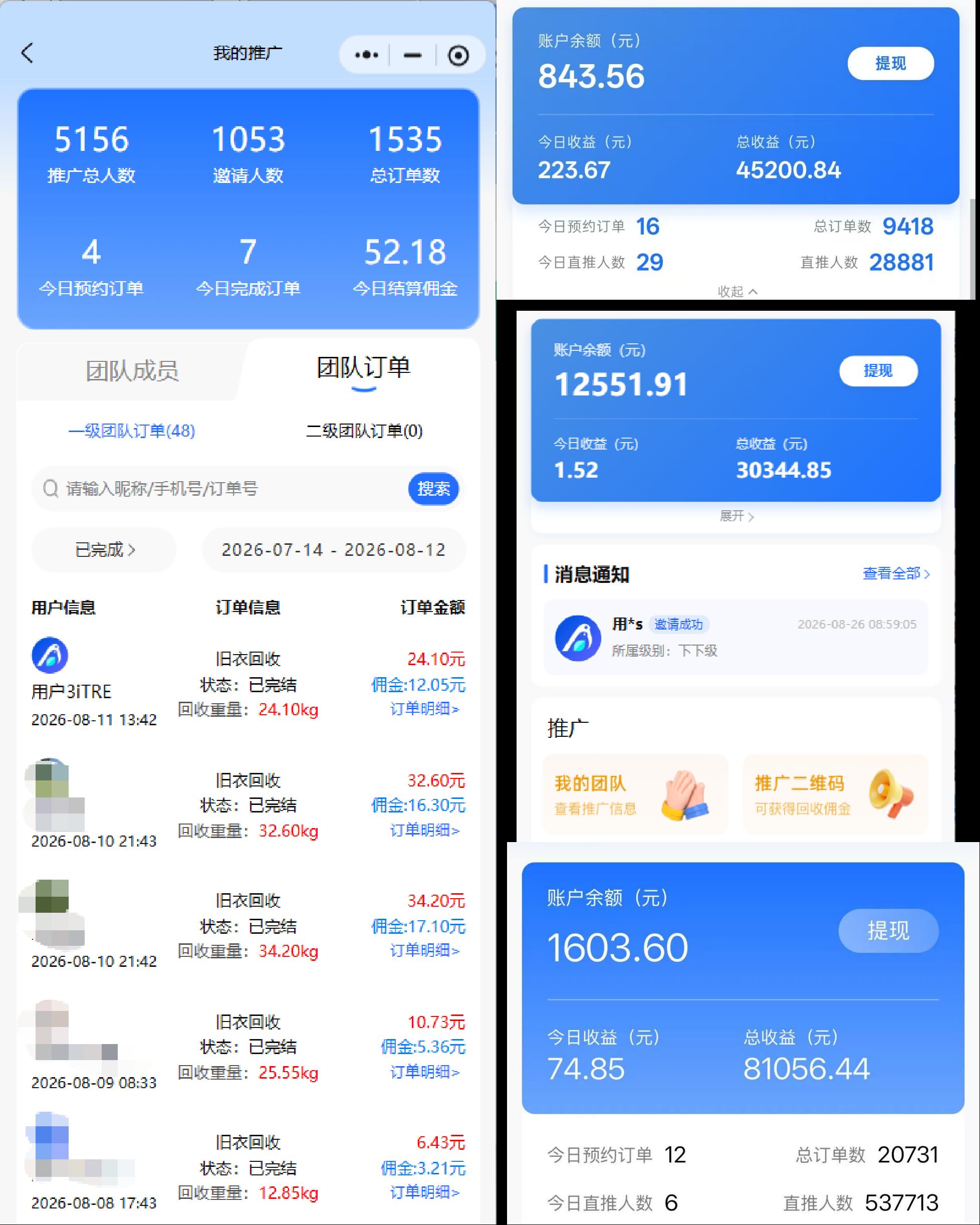 招线上推客/旧衣物回收项目/免费招代理