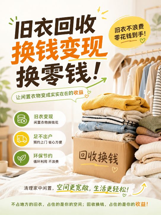 我提供全国旧衣回收合作项目，小程序授权即可实时结算50%重量佣金