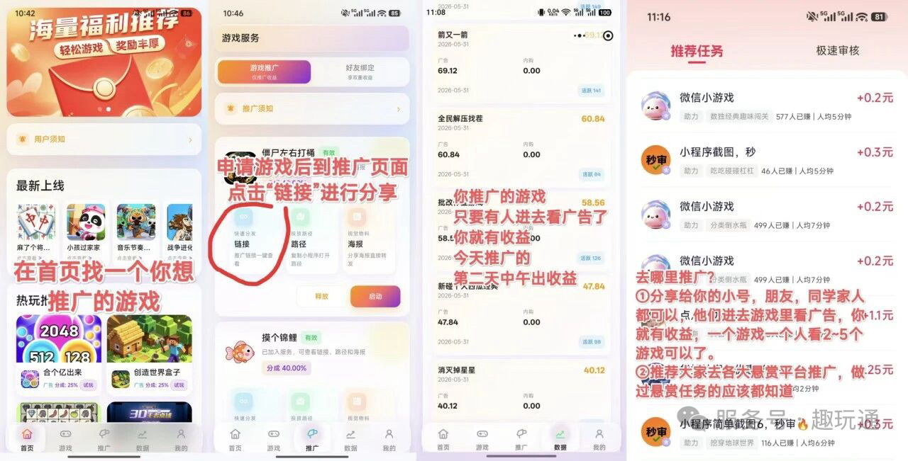 趣玩通｜腾讯小游戏CPS+CPM轻创业项目，休闲副业新风口
