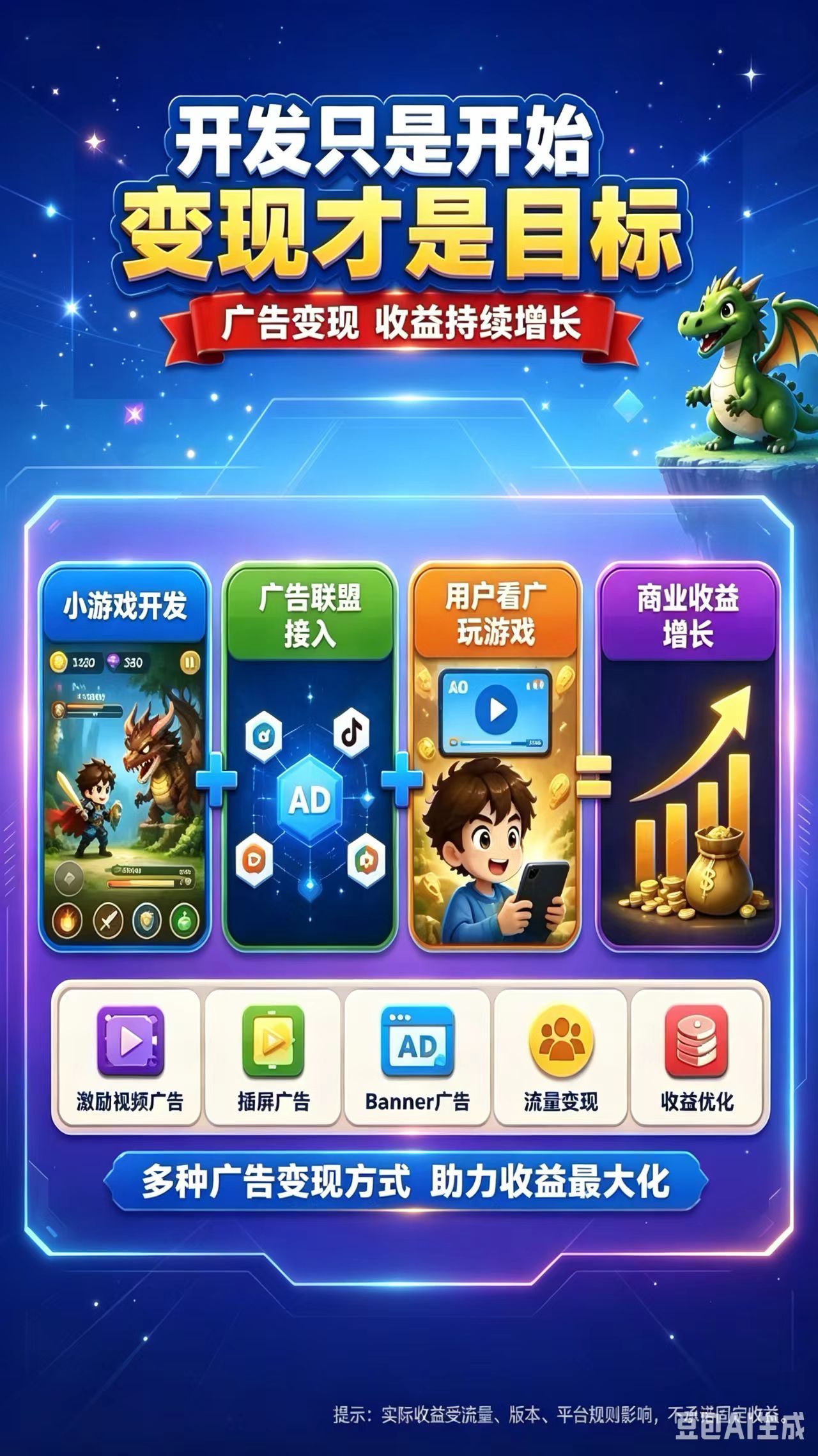 抖音小游戏广告变现结算，流量变现，日均2张—3张，全程陪跑，一站式服务