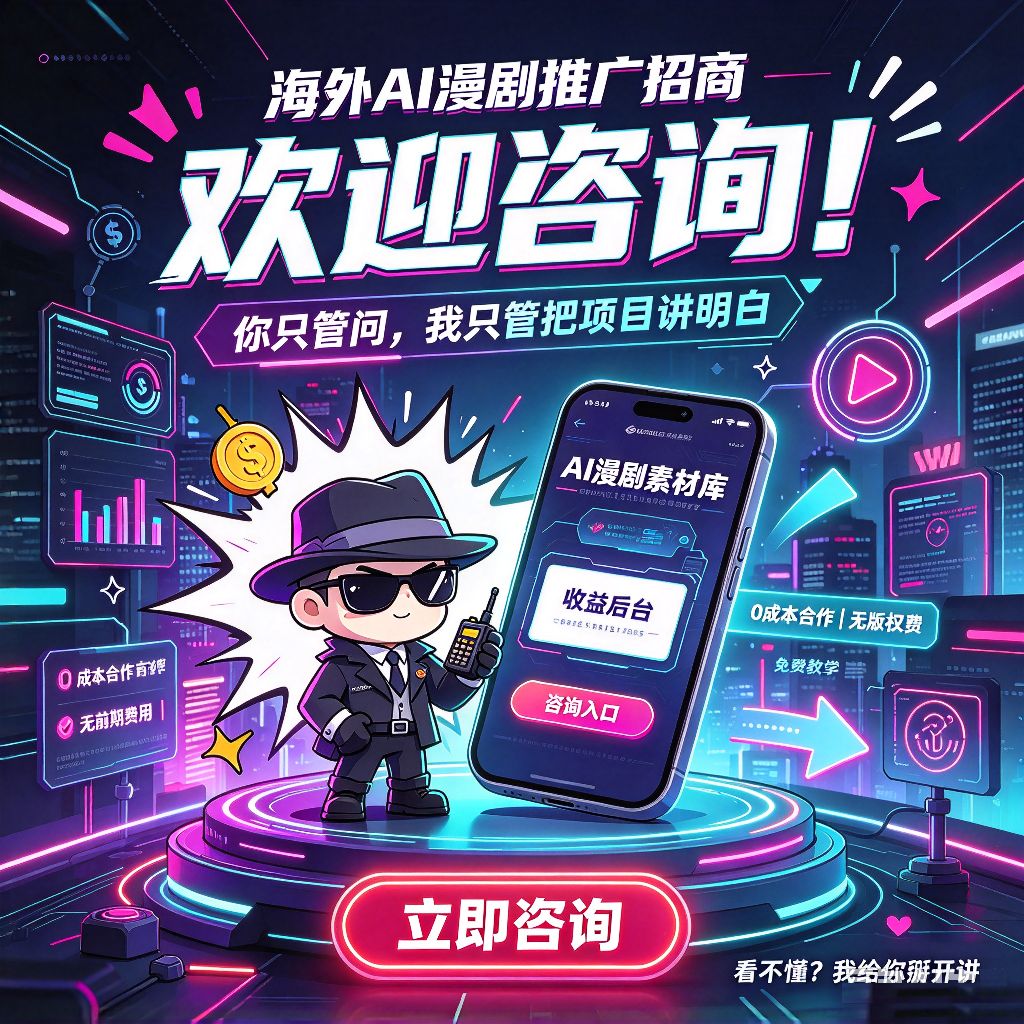 海外AI漫剧推广｜无成本副业招商项目