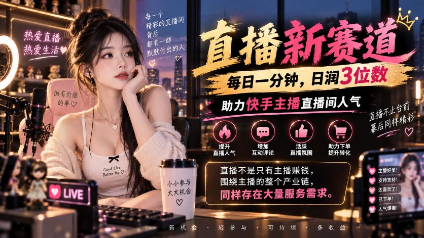 快境直播顶人气服务商，有号无号都能做，自动直播间顶人气上人，有投入，单日500+