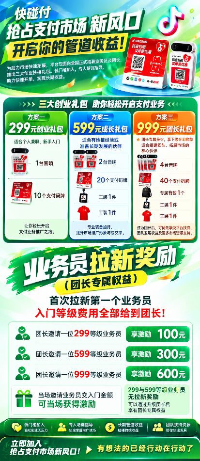 抢占支付新风口，人人可做，开启持续管道被动收益
