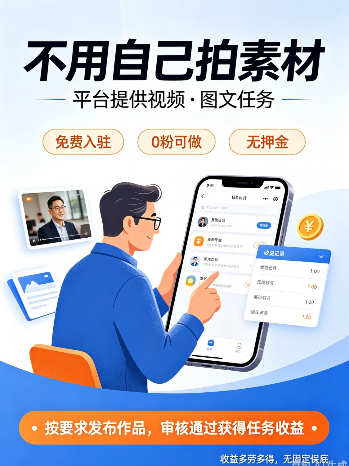 【普通人可做的素人内容正规平台，免费加入】不用自己拍素材！平台直接提供成