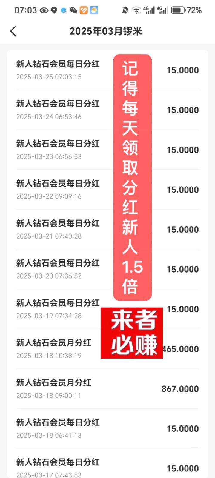 互动体验服务每天可获得收益