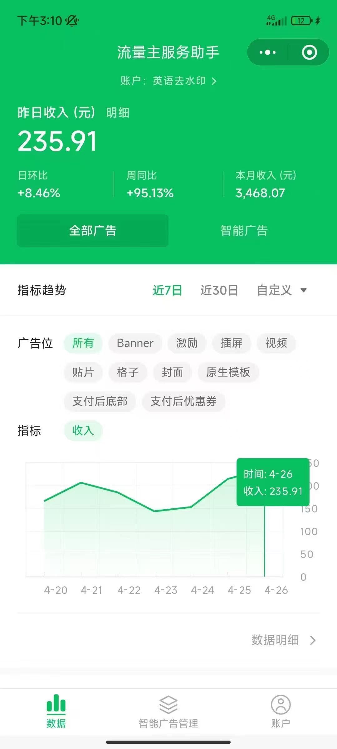 微信小程序开发搭建的广告收益系统